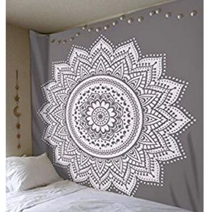 Gray Mandala Tapestry 82x92 inch